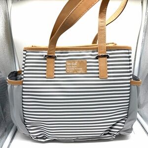 New W/Out Tags Fit & Fresh Gray Striped Insulated Lunch Bag